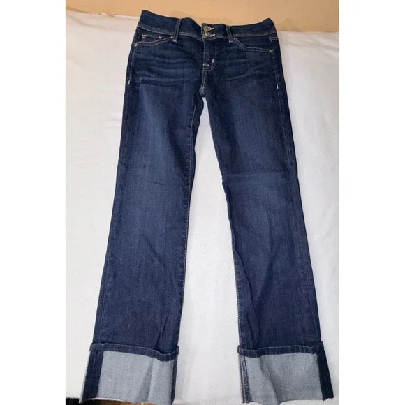 Hudson Ginny Crop Straight Jeans Womens 29 Blue Cuffed