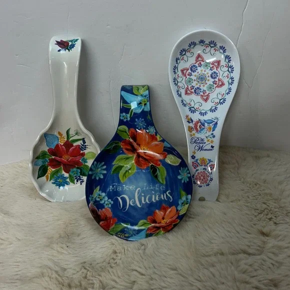 Pioneer Woman Spoon Rest‎ Set Floral Blue White Kitchen Decor Farmhouse 3 total