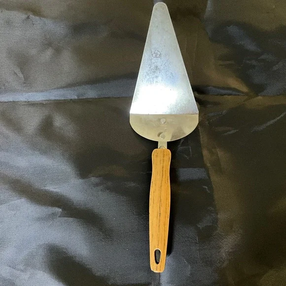 Vintage‎ EKCO USA Stainless Steel Pie Server with Wood Handle