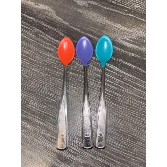 Vintage '80's The First Years‎ Baby Spoons Stainless Soft Bite Rubber Tip Mexico