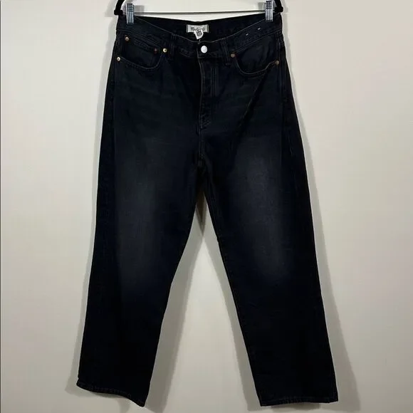 Madewell Black Kent Wash Low Slung Straight 100% Cotton Jeans Women Size 29