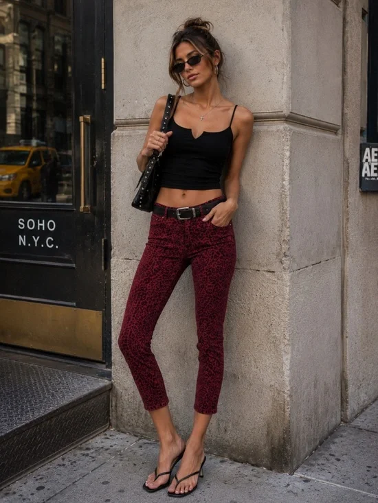 DL1961 x Revolve Florence Red Leopard Ankle Skinny Jeans 25 NWT Y2K