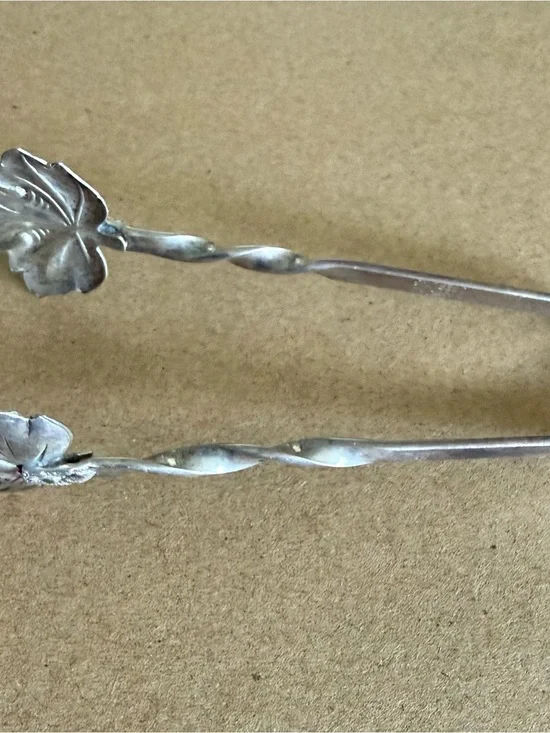 Leaf-Top Decorative Spoon Pair - Silver-Tone