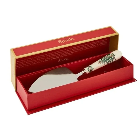 Spode Christmas Tree Cake Slice 10 Inch Serrated Pie Server‎ Box Holiday