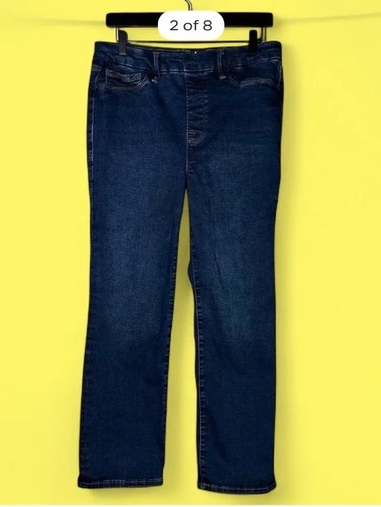 Good American Indigo Pull-On Straight Jeans (very clean worn, only once)