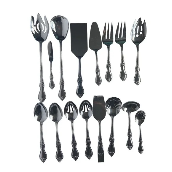Reed & Barton 18/10 Stainless Steel Ornate Serving Set 15 Piece‎ Silverware