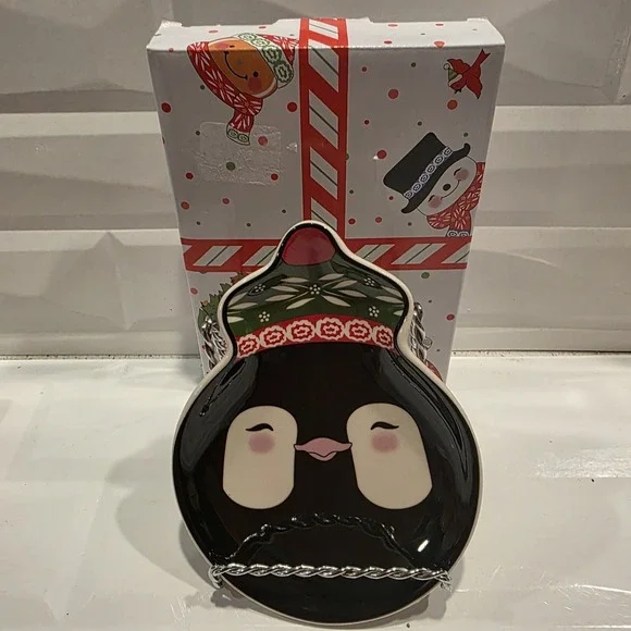 Temp-tations by Tara Whimsical Penguin Spoon Rest Trinket Tray Appetizer Plate