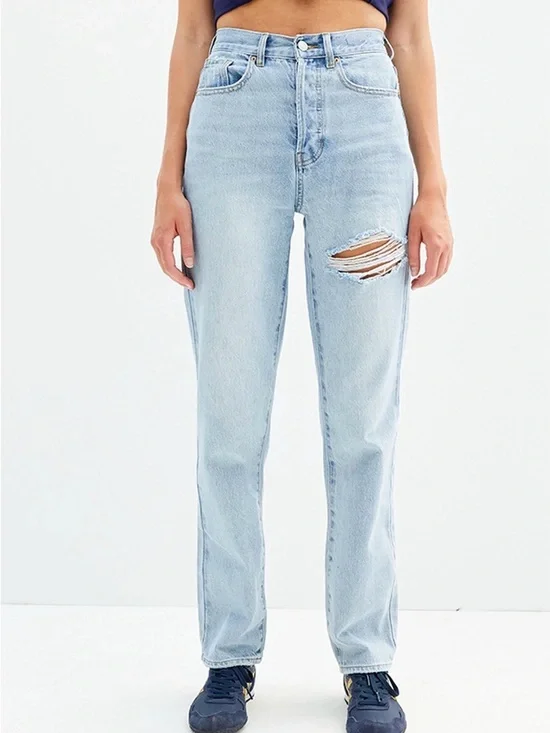 NWT‎ Pacsun Dad Jeans Ripped in Light Indigo Blue Size 26