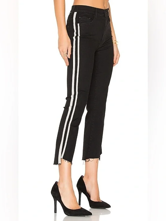 Mother The Insider Crop Step Fray in Guilty Racer Black