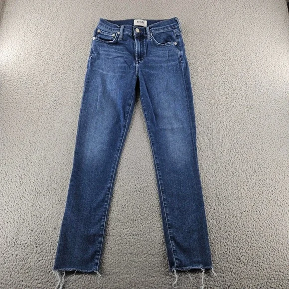 AGOLDE Sophie High Rise Skinny Jeans Womens 25‎ Dark Indigo Blue Distressed