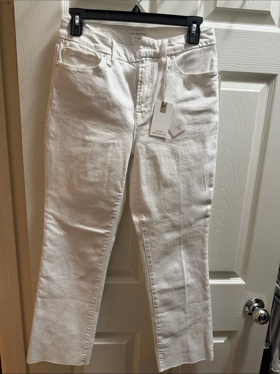 Good American White Straight-Leg Jeans