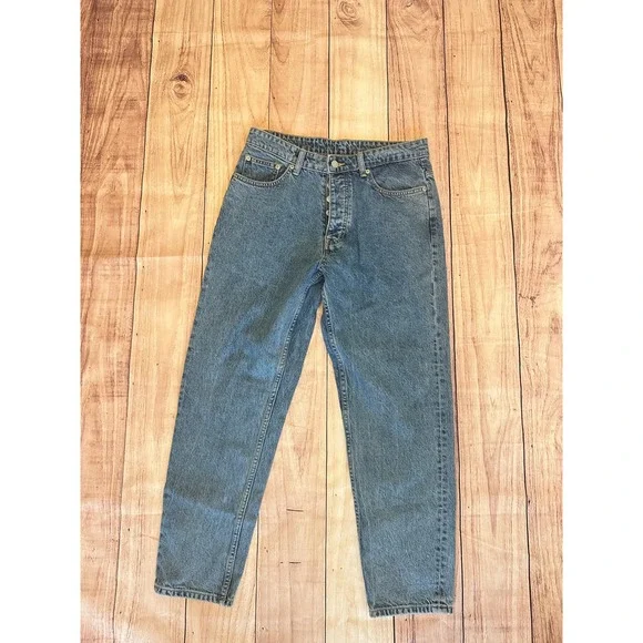 Zara Womens Medium Wash High Rise Straight Leg Button‎ Fly Jeans Size 30