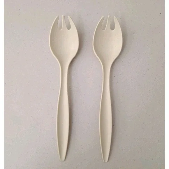 Vintage TUPPERWARE Serving Fork Spoon, Set of 2, 12