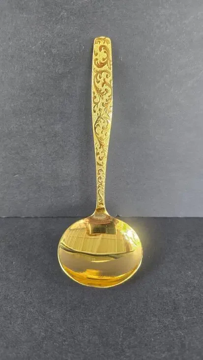 Americana Golden Heritage Gold Plated Ladle Engraved Scroll Handle Flatware