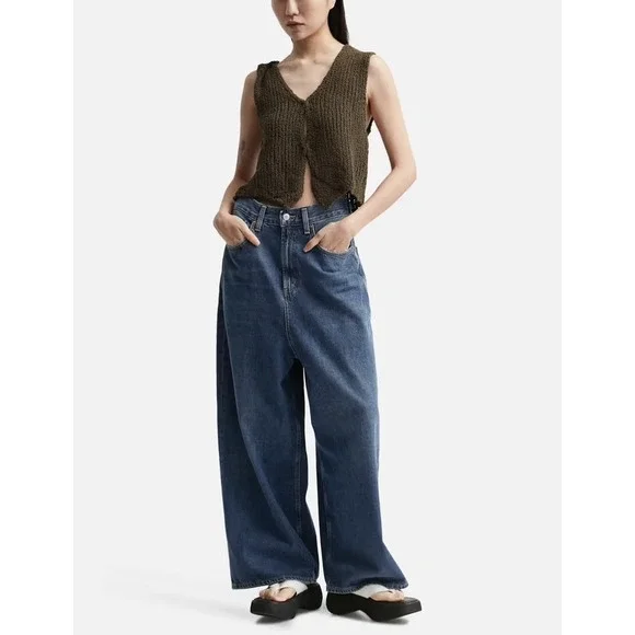 Agolde Valeria High Rise Wide Leg Jeans Medium Indigo Blue Size‎ 30 Baggy Loose