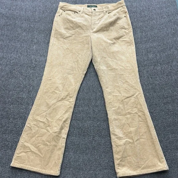 Ralph Lauren LRL‎ Jeans Womens 12 Khaki Classic Bootcut Corduroy Beige