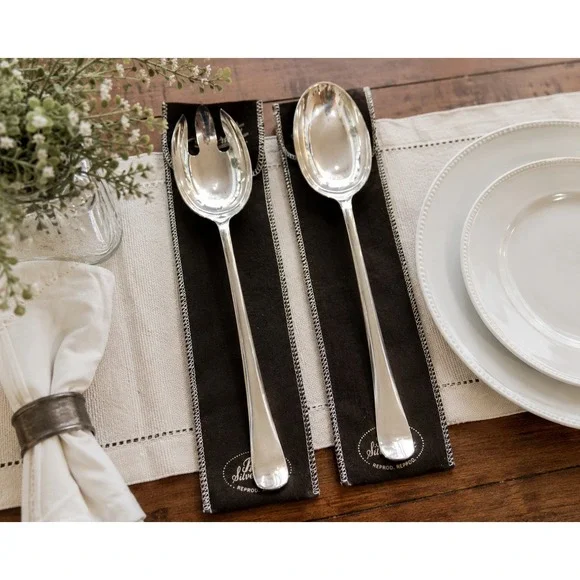 Gerity Georgian Salad Serving Spoon Fork Set Silverplate Reproduction‎ 13 Inch