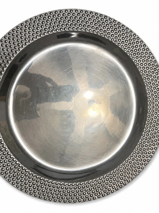 Wilton Armetale Pewter Hobnail Round Serving Tray Platter 14” Made USA VTG