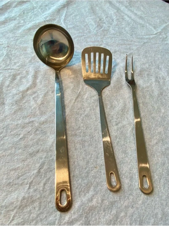 Wolfgang Puck Bistro Stainless Steel 3-pcSilver Ladle, Slotted Turner & Fork