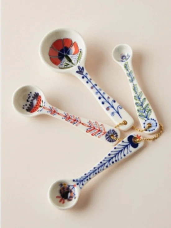 Anthropologie Marian Floral Stoneware Measuring Spoons set of 4