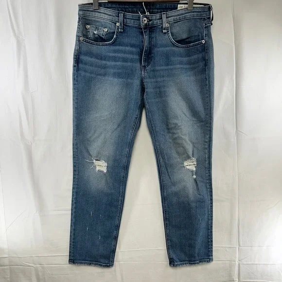 Rag & Bone Dre Slim Boyfriend Jeans Womens 30 Blue Distressed Low Rise