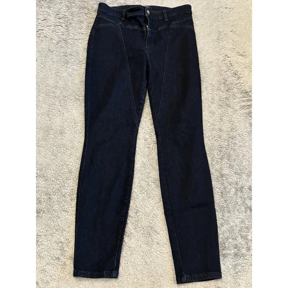 Guess Jeans Women 30 Blue Denim Dark Wash Skinny Front Leg Seams Casual Ankle