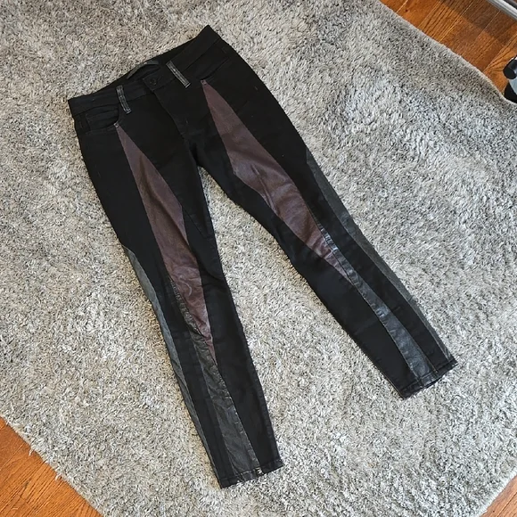 Joe's Jeans Black & Brown Panel Skinny Ankle Jeans