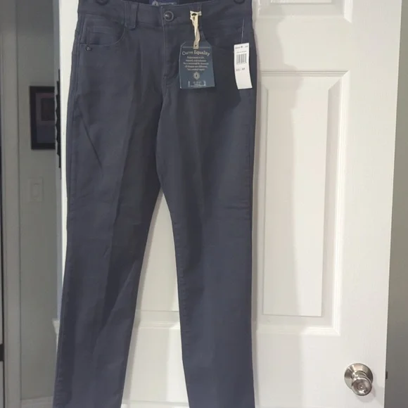 NWT Democracy 'Ab'solution Patriot Straight Leg Pants in Gray Size 6P