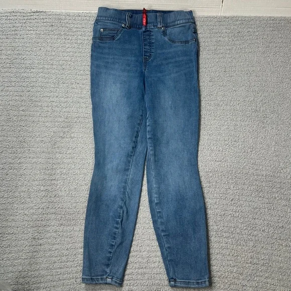 Spanx Jean-ish Ankle Skinny Leggings‎ Small Petite Blue Denim Shapewear Slimming