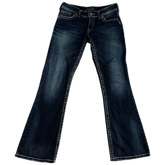 Silver‎ Co. Suki Bootcut Jeans Womens 28x32 Blue Denim Dark Wash Embroidered