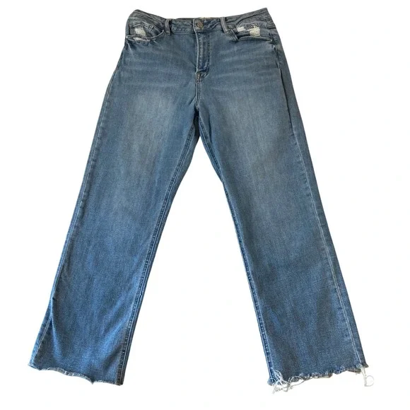 Mica Los Angeles Jeans 31 (30x27) Distressed Straight Leg Blue Raw Hem MDP-T203