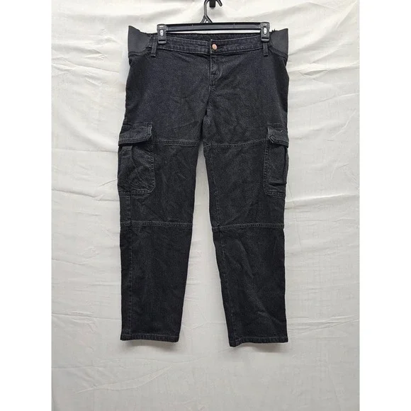Isabel by Ingrid & Isabel Womens Straight Cargo Jeans Black Cotton Blend Size 10
