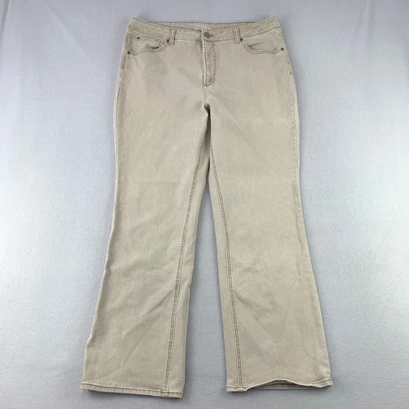 Time and Tru High Rise Bootcut Jeans Women 20 Tan Khaki Casual Stretch Denim