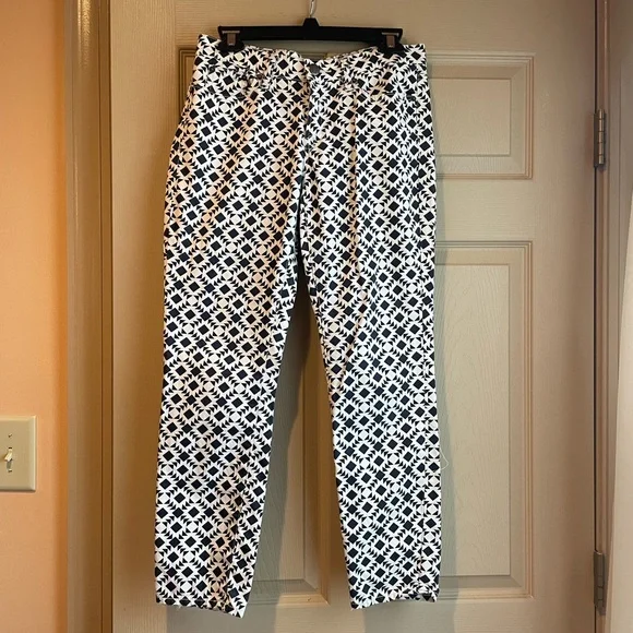 J. Crew Navy and‎ White Geometric Patterned Jeans, Size 28