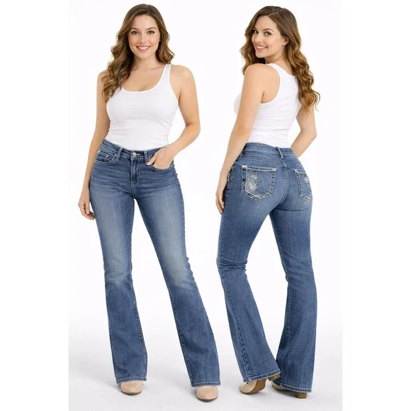 Ariat R.E.A.L. Denim Boyfriend Jeans Women's 26RL Distressed Embellished‎ Stars