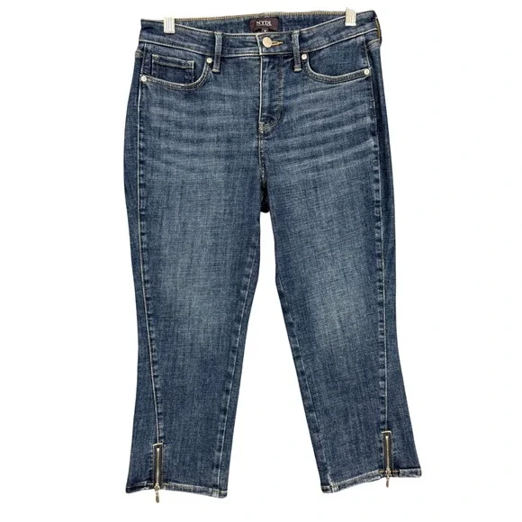NYDJ Jeans‎ Womens 4 Blue Marcel Straight Crop Medium Wash Lift Tuck Ankle Zip