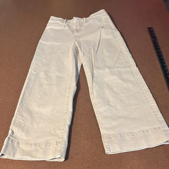 LOFT Beige High Waist Wide Leg Crop Jeans SZ 26x24
