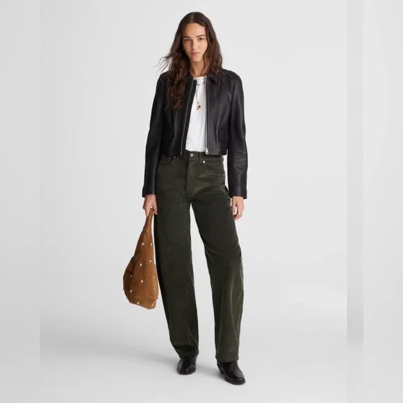 Madewell The Balloon Pant in Corduroy Graphite‎ Green Sz 29 Sample