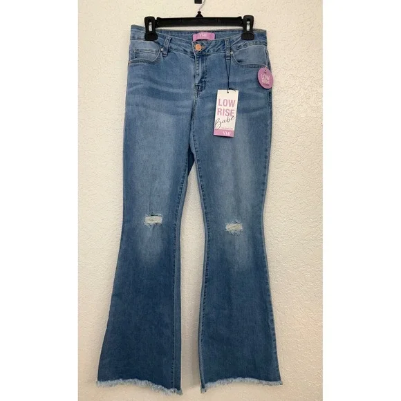 YMI Jeans USA Low Rise‎ Flare Distressed Denim Women's Size 5/27