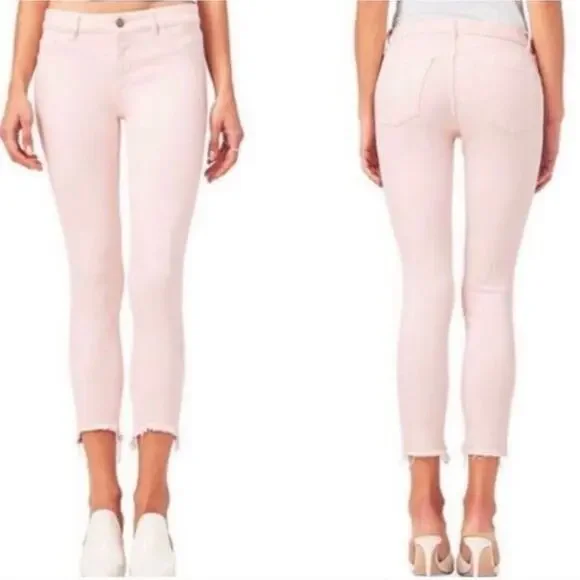 DL1961 Womens Jeans Florence Instasculpt Crop Size 33 Blush Pink Cropped Raw Hem