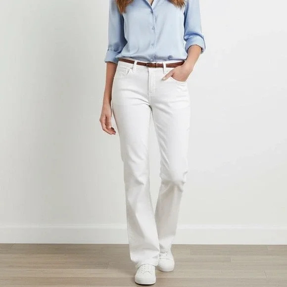 Tahari Women White Wide Leg Denim Casual‎ Jeans Size 8