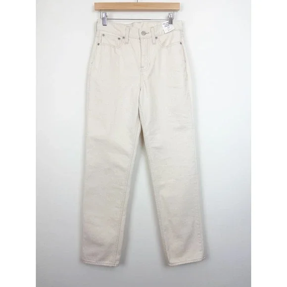 J. Crew High Rise Full Length '90s Classic Straight Fit Jeans in‎ Ecru Cream 25