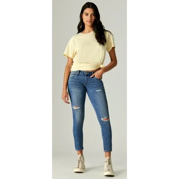 Lucky Brand Jeans Women 4 Blue Medium Wash Distressed‎ Lolita Skinny