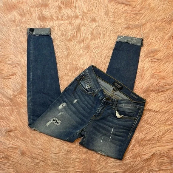 Judy Blue Patched Rip Skinny Jeans Stretch Raw Hem Size‎ 5/27