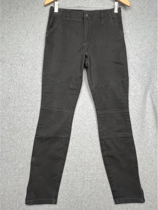 Abercrombie & Fitch Moto Pants Womens 4 /27W High Rise Stretch Grunge Zip Ankle