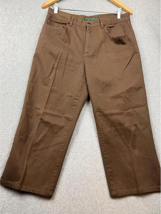 Lauren Ralph Lauren Jeans Co Capris Womens Size 10 Brown Denim Jean Casual Style