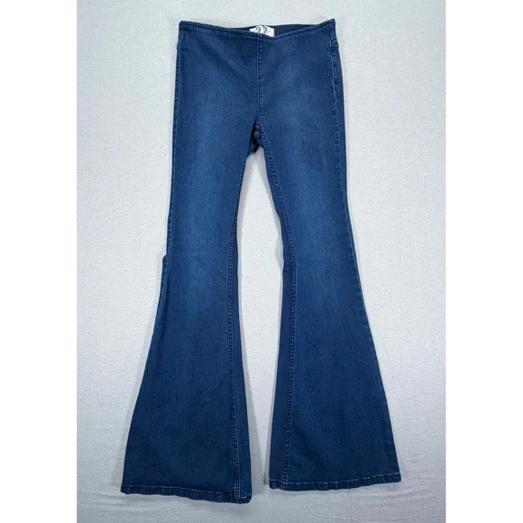 We‎ The Free Flare Jeans Womens 27 Blue Pull On Penny Boho High Rise
