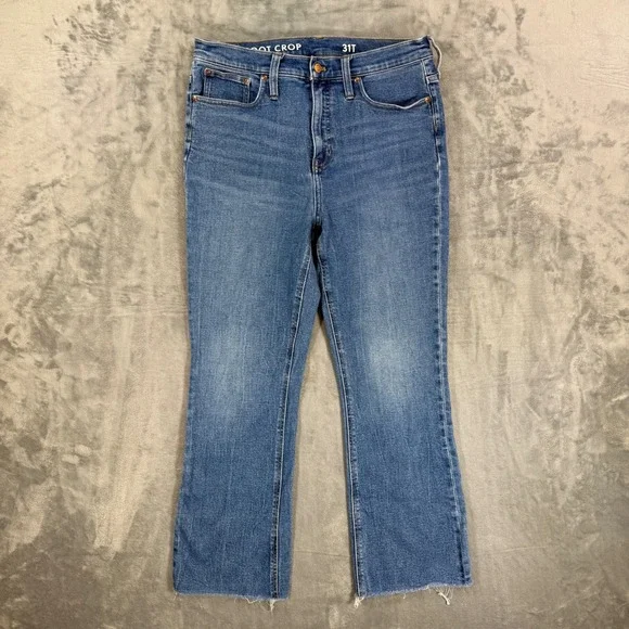 J.Crew Demi Boot‎ Crop Jeans Women's Size 31T Blue Medium Wash High Rise Denim