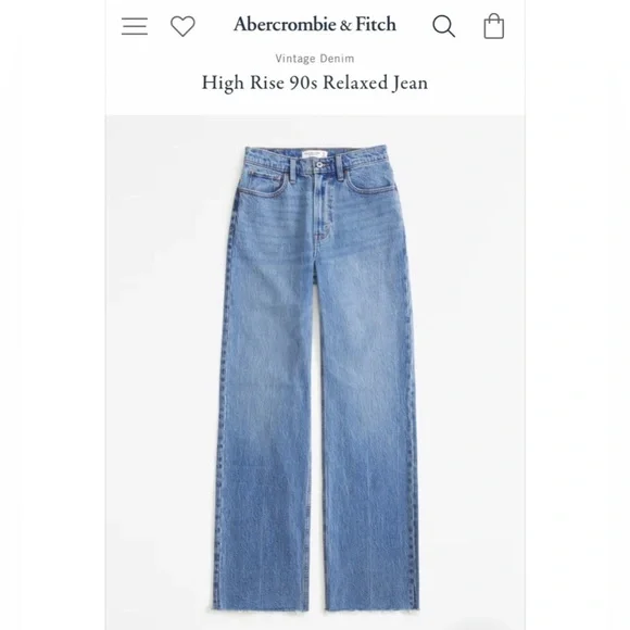 Abercrombie Fitch 90s High Rise Relaxed Jeans SZ 10 Raw Hem Short 30 READ Denim
