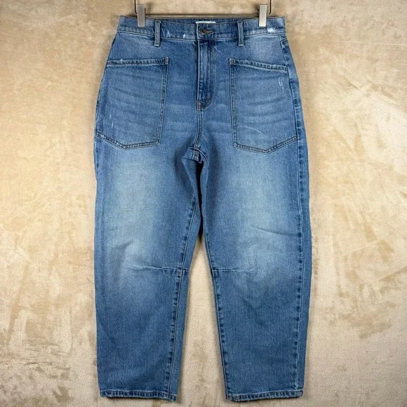 EVEREVE Womens High Rise Utility Patch Pocket Tapered Jeans‎ Blue Size 29 Barrel